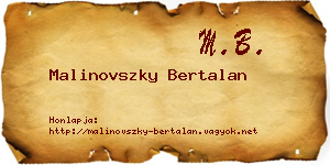 Malinovszky Bertalan névjegykártya